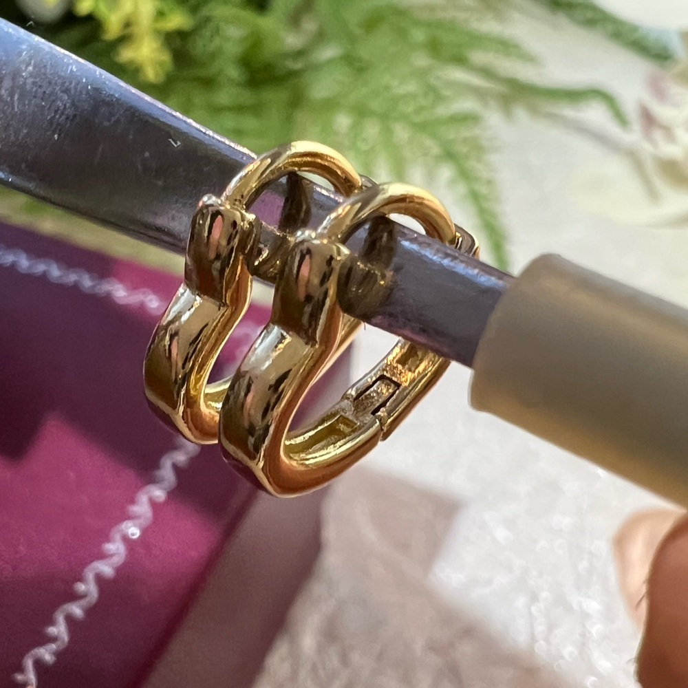 New! Gold Heart Huggie Hoops Small heart shaped hoop earrings yellow gold plated